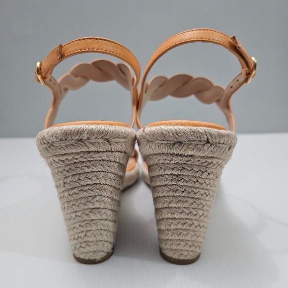 NEW Stuart Weitzman Twist Sandal Size 10 Mango Orange Leather Wedge Espadrille - Picture 9 of 13